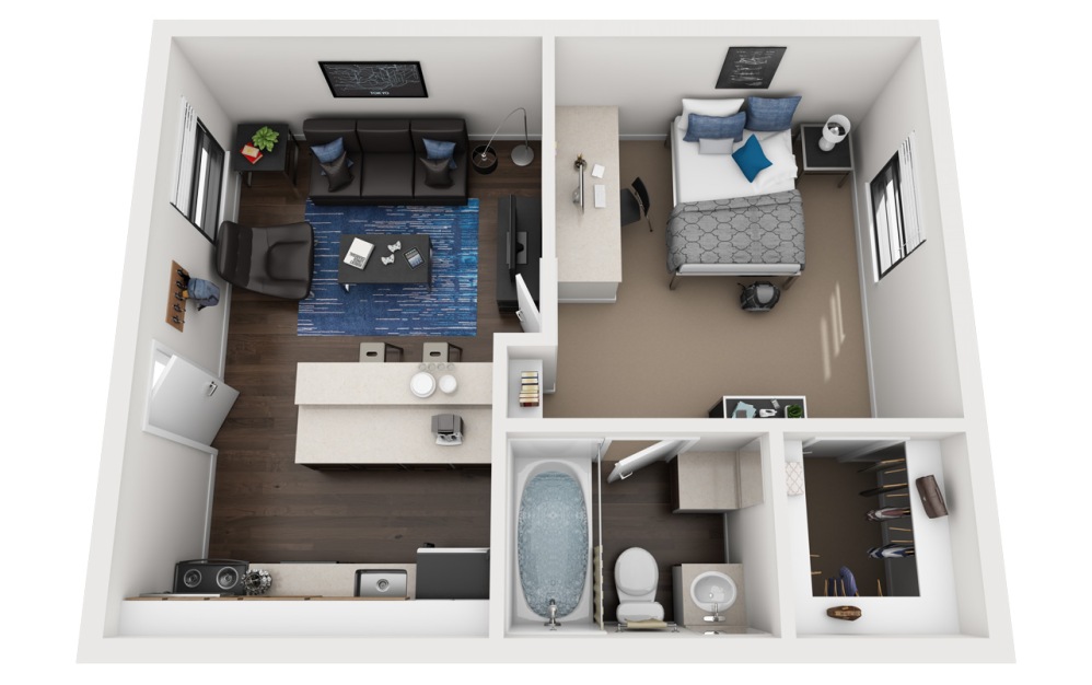 A4 - Get up to a $1200 Gift Card! - 1 bedroom floorplan layout with 1 bathroom and 500 square feet