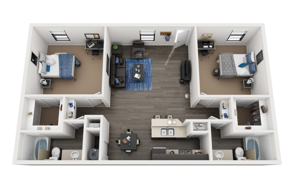 B1 - Get up to a $1200 Gift Card! - 2 bedroom floorplan layout with 2 bathrooms and 900 square feet